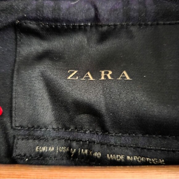 Zara Waxed Blue Green High Neck Belted Plaid Trench Coat British Millerain Sz M - Picture 12 of 16